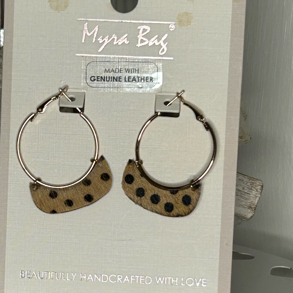 Myra Bag Handcrafted Leather Earrings. New